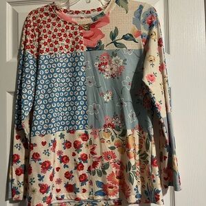 Boutique Floral Patchwork Long Sleeve Top